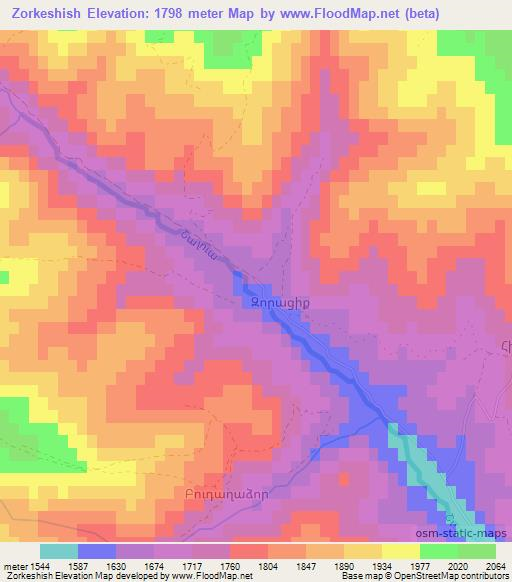 Zorkeshish,Azerbaijan Elevation Map