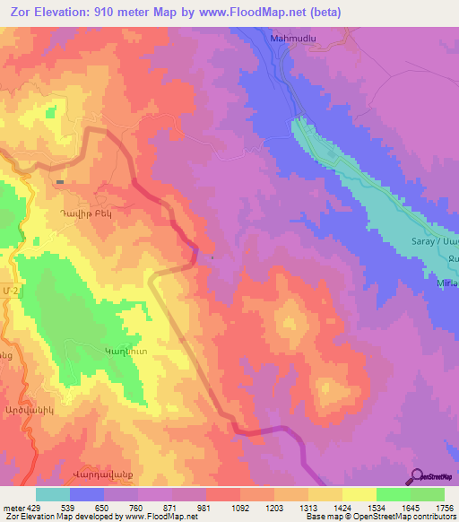 Zor,Azerbaijan Elevation Map