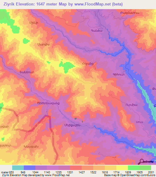 Ziyrik,Azerbaijan Elevation Map