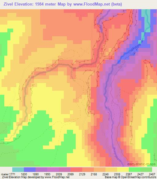 Zivel,Azerbaijan Elevation Map