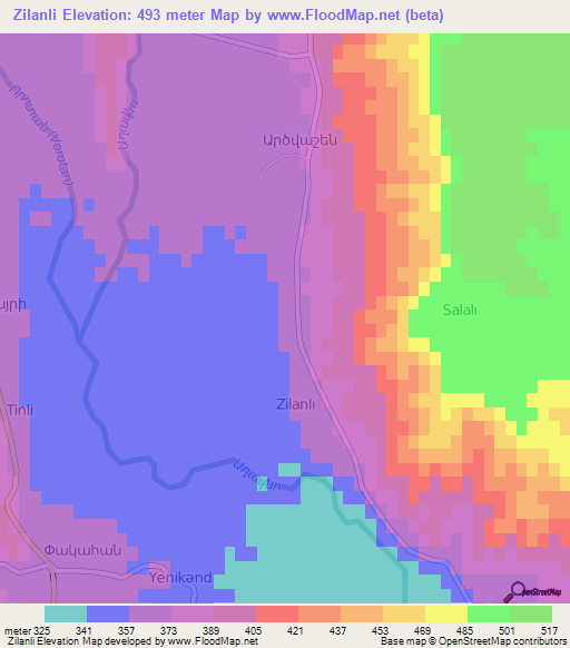 Zilanli,Azerbaijan Elevation Map