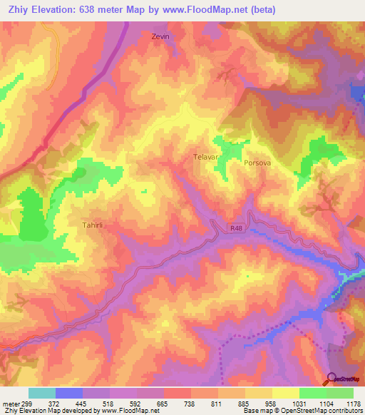Zhiy,Azerbaijan Elevation Map