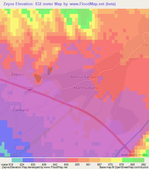 Zeyva,Azerbaijan Elevation Map