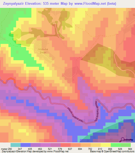 Zeynyalyazir,Azerbaijan Elevation Map