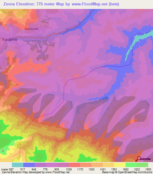 Zevna,Azerbaijan Elevation Map