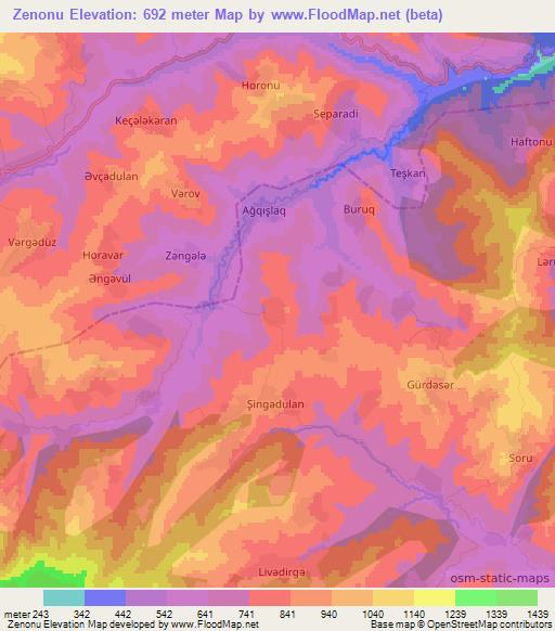 Zenonu,Azerbaijan Elevation Map