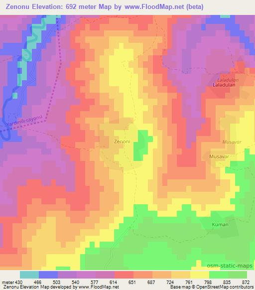 Zenonu,Azerbaijan Elevation Map