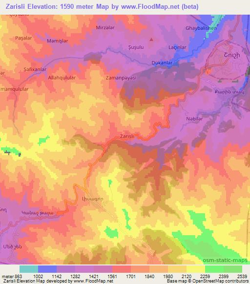 Zarisli,Azerbaijan Elevation Map