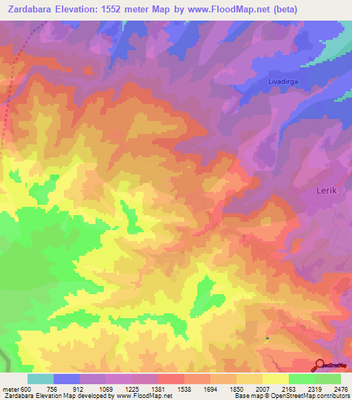 Zardabara,Azerbaijan Elevation Map
