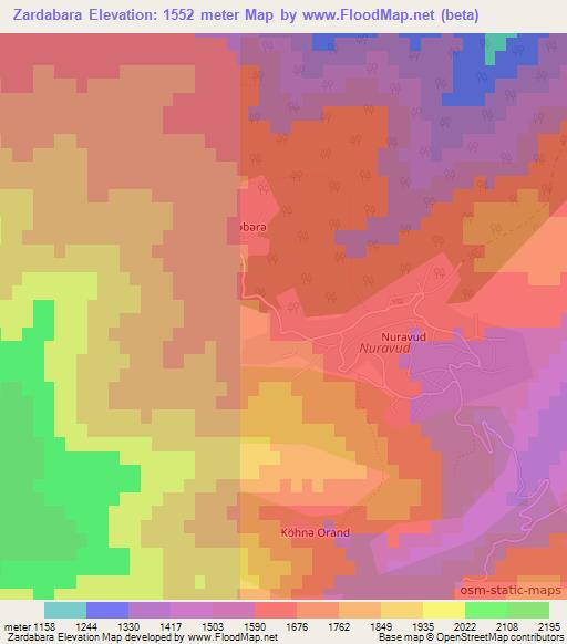 Zardabara,Azerbaijan Elevation Map