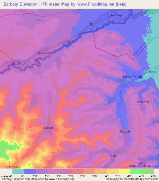 Zarbaly,Azerbaijan Elevation Map