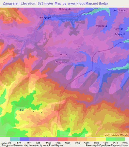 Zangyaran,Azerbaijan Elevation Map