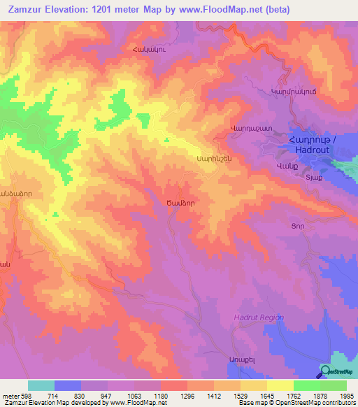 Zamzur,Azerbaijan Elevation Map