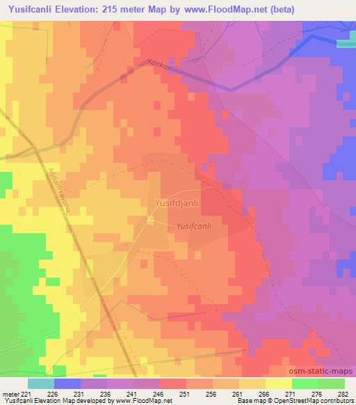 Yusifcanli,Azerbaijan Elevation Map