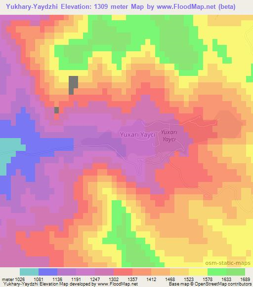 Yukhary-Yaydzhi,Azerbaijan Elevation Map