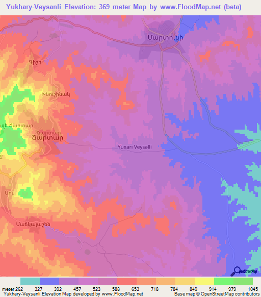 Yukhary-Veysanli,Azerbaijan Elevation Map