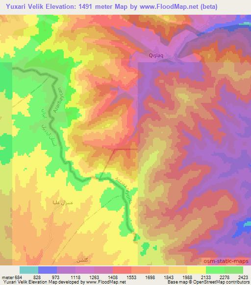 Yuxari Velik,Azerbaijan Elevation Map