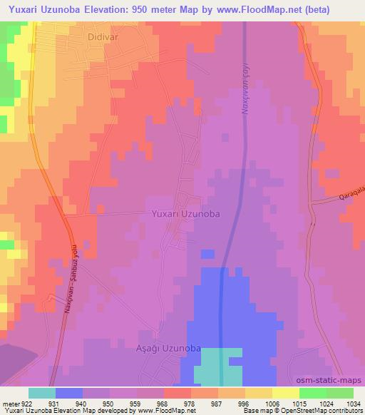 Yuxari Uzunoba,Azerbaijan Elevation Map