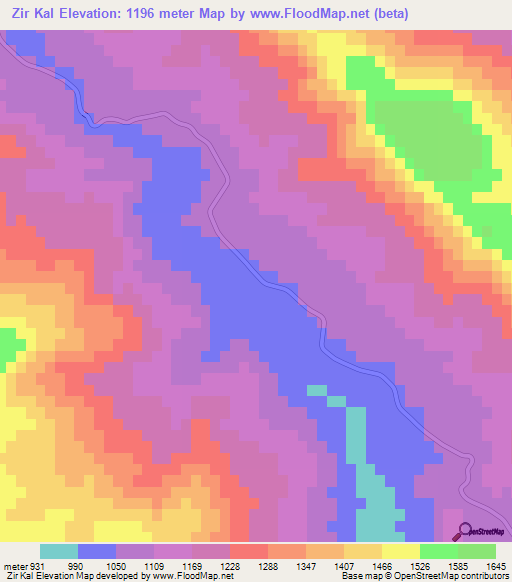 Zir Kal,Iran Elevation Map