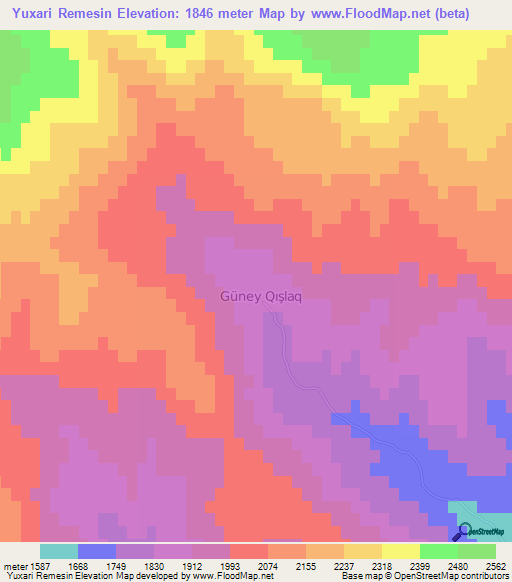 Yuxari Remesin,Azerbaijan Elevation Map