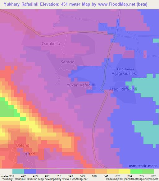 Yukhary Rafadinli,Azerbaijan Elevation Map