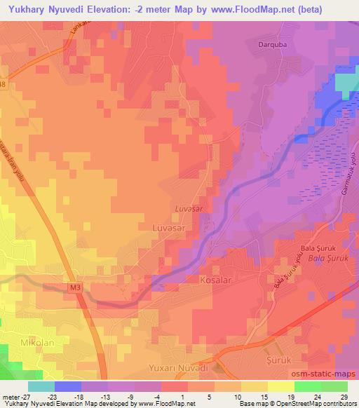 Yukhary Nyuvedi,Azerbaijan Elevation Map