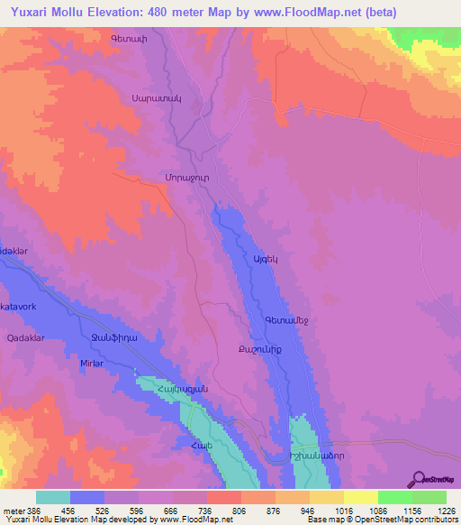 Yuxari Mollu,Azerbaijan Elevation Map