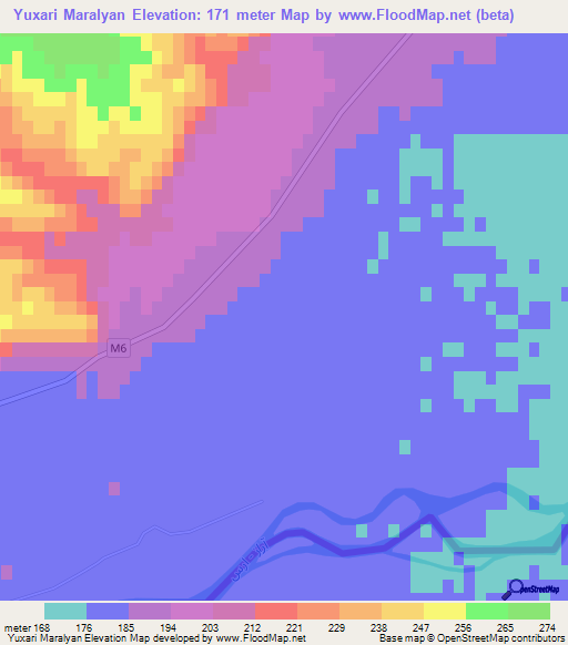 Yuxari Maralyan,Azerbaijan Elevation Map