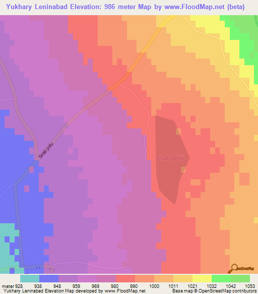 Yukhary Leninabad,Azerbaijan Elevation Map