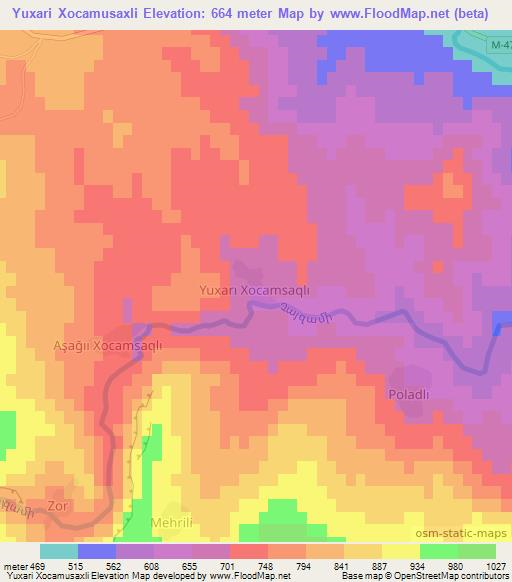 Yuxari Xocamusaxli,Azerbaijan Elevation Map