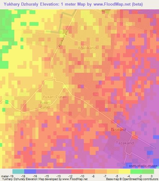Yukhary Dzhuraly,Azerbaijan Elevation Map