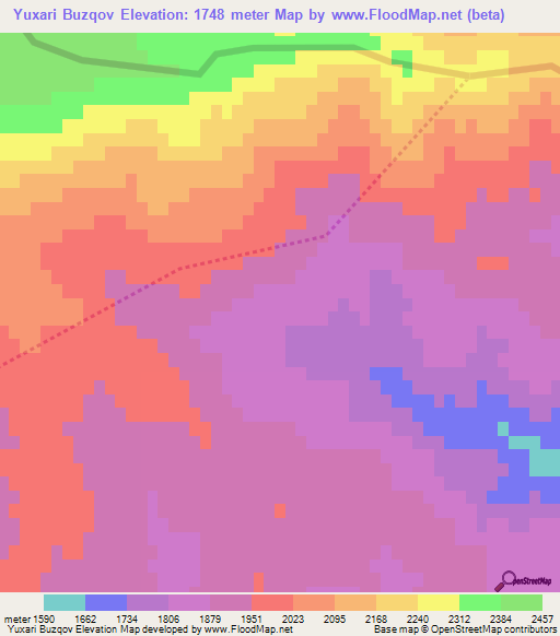 Yuxari Buzqov,Azerbaijan Elevation Map