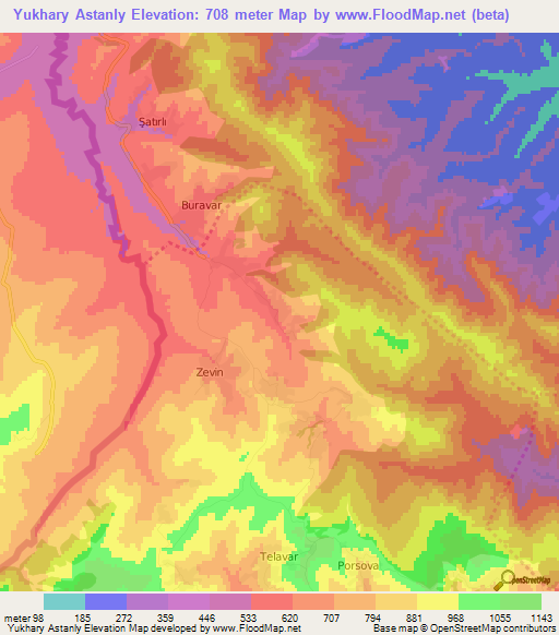 Yukhary Astanly,Azerbaijan Elevation Map
