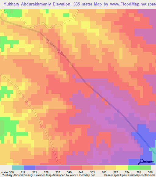 Yukhary Abdurakhmanly,Azerbaijan Elevation Map