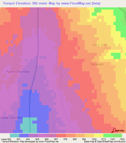 Yeniyol,Azerbaijan Elevation Map