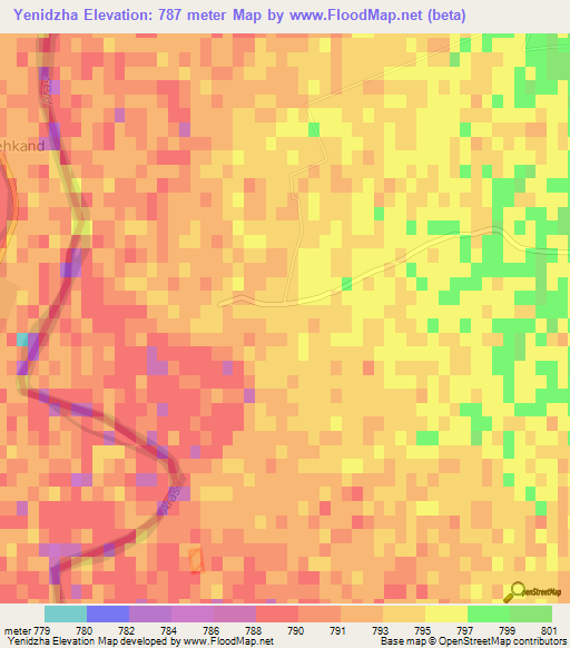 Yenidzha,Azerbaijan Elevation Map