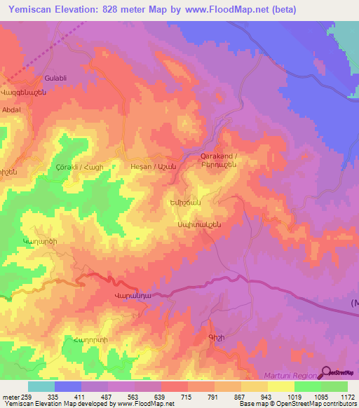 Yemiscan,Azerbaijan Elevation Map