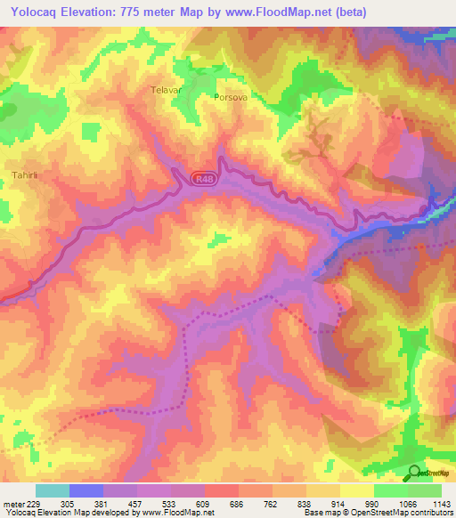 Yolocaq,Azerbaijan Elevation Map