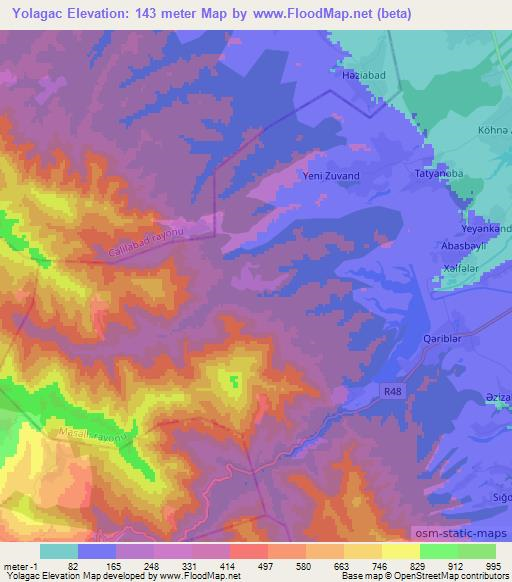 Yolagac,Azerbaijan Elevation Map