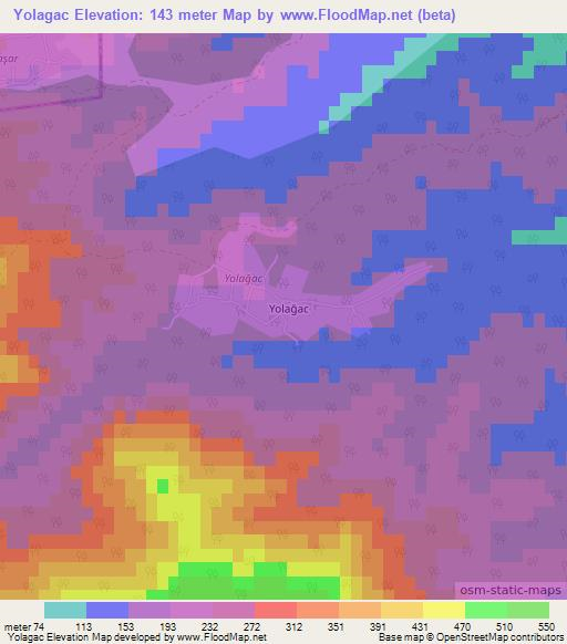 Yolagac,Azerbaijan Elevation Map