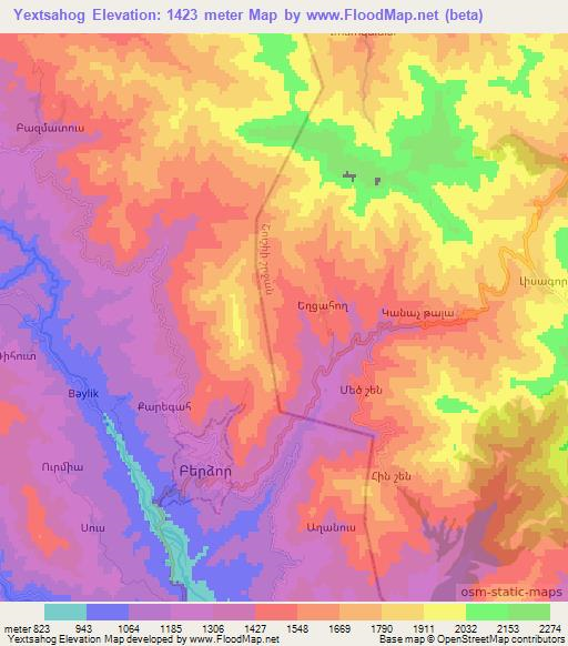 Yextsahog,Azerbaijan Elevation Map