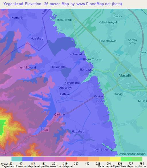 Yegenkend,Azerbaijan Elevation Map