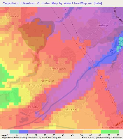 Yegenkend,Azerbaijan Elevation Map