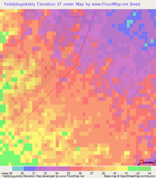 Yeddybugukskiy,Azerbaijan Elevation Map