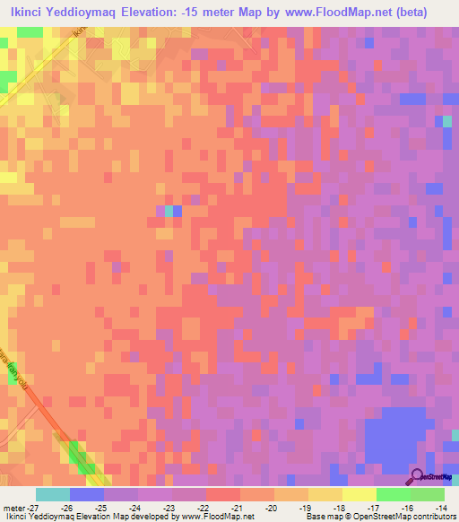 Ikinci Yeddioymaq,Azerbaijan Elevation Map