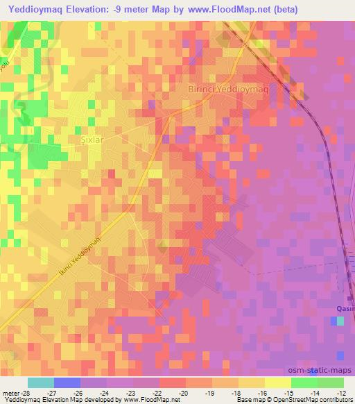 Yeddioymaq,Azerbaijan Elevation Map