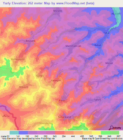 Yarly,Azerbaijan Elevation Map