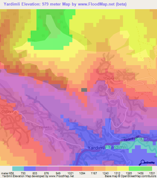 Yardimli,Azerbaijan Elevation Map