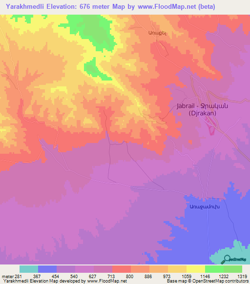 Yarakhmedli,Azerbaijan Elevation Map