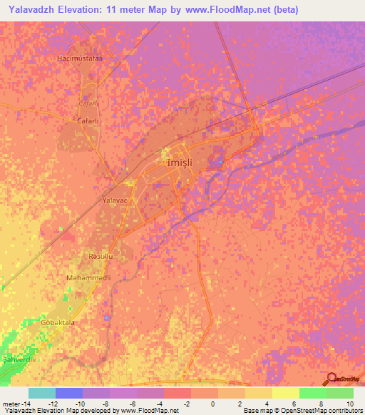 Yalavadzh,Azerbaijan Elevation Map